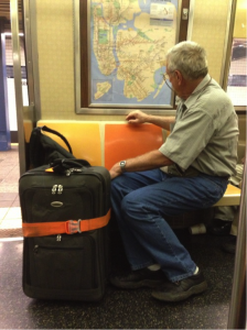 If this man is trying to figure out the NYC subway system, he’s going to have to sit and think for a while.
